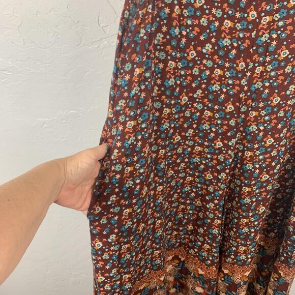 Natural Life Let's Just Go Wide Leg Jumpsuit Size Medium Burgundy Floral - Picture 3 of 7